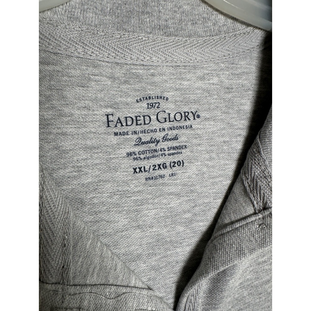 New Faded Glory XXL Womens Polo Shirt Short Sleeve Collared Stretch Heather Gray - Picture 3 of 8